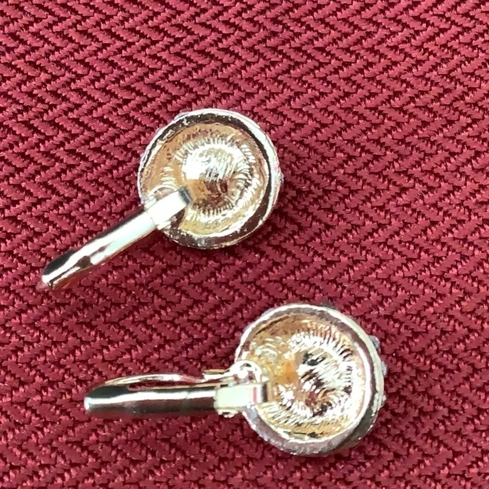Red ruby or Garnet Earrings custom jewelry with faux diamonds